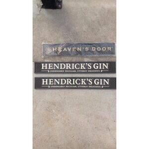 Hendrick's Gin & Heaven's Door Rubber Bar Mats Set of 3 Black Spill Mats Rail